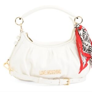 Love Moschino White Crescent Bag with Scarf